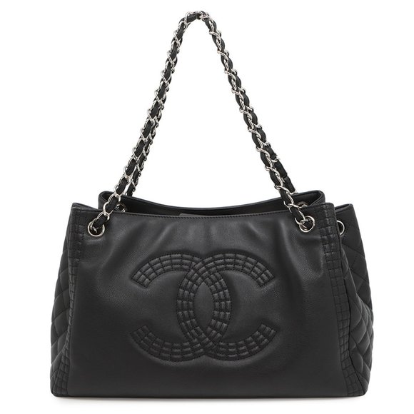 CHANEL Chain Tote Bag, Coco Mark, Matelasse, Lambskin, A67172, Black - Picture 1 of 10